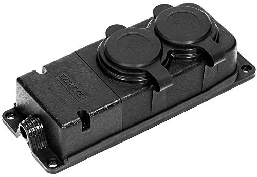 ORNO Werkstatt Schuko Stecker Aussen Wasserdicht IP44 230V 16A Schlagfest, Nicht Brennbar (2-Fach)
