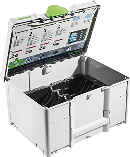 Festool Systainer³ SYS-STF D 150 4S – Schleifmittel-Organizer | Systainer SYS3 M 237 mit 10 Fächern für 150-mm-Schleifscheiben – 4-Schritte-Schleifprozess