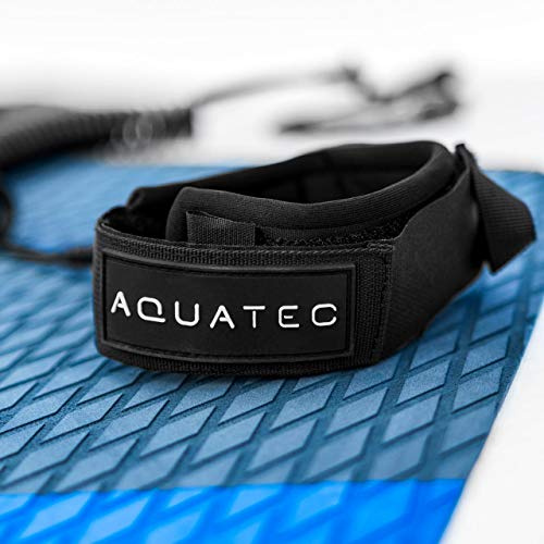 AQUATEC Coiled SUP Paddleboard Leash - 10ft Leg Leash for Paddle Boards | Paddle Board Accessories for Safety | Stay Safe with this Paddle Board Leash Ankle Strap