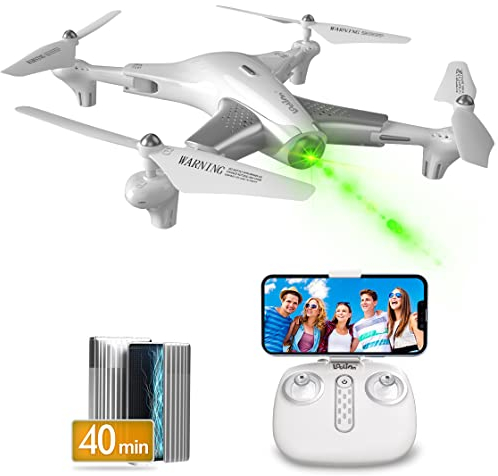 Loolinn | Drohne mit Optischer Flusspositionierungstechnologie - 40 Minuten lange Flugzeit/Sehr stabiler Flug - Quadrocopter Drohnen mit Kamera HD für Kinder als Geschenk