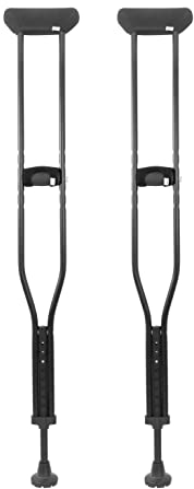 KMINA - Krücken mit Softgriff, Größe M, Höhenverstellbar, Gehhilfen Gepolstert, Aluminium Unter Achseln, Schwarz - Made in Europe