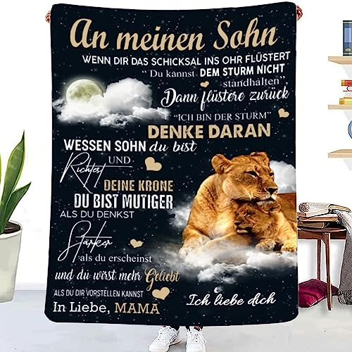 WJMSDK Kuscheldecke An Meinen Sohn von Mama- Mutter Sohn Personalisierte Decke Geschenk, Super Weiche Flanell Wohndecke, Junge Geburtstags Abschluss-Geschenke, Geschenk für Sohn