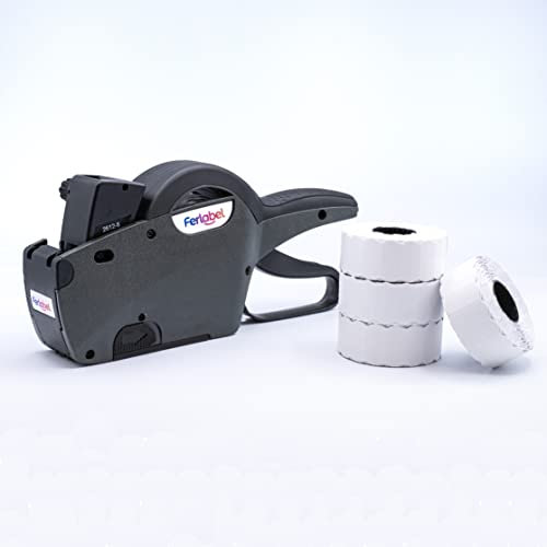 Ferlabel FERLABEL PRO MANUELLE AUSZEICHNUNGSMASCHINE 8 ZEICHEN KOMPLETTES KIT MIT 4 ROLLEN ETIKETTEN 26x12