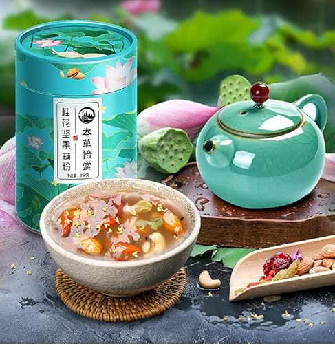 Walnutblack sesame black bean flour, miscellaneous grains, breakfast substitute powder, Instant food osmanthusnut lotus root flour (Black Sesame Paste,1 can)