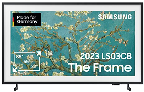 Samsung QLED FullHD The Frame 32 Zoll Fernseher (GQ32LS03CBUXZG, Deutsches Modell), mattes Display, austauschbare Rahmen, Art Mode, Smart TV [2023]