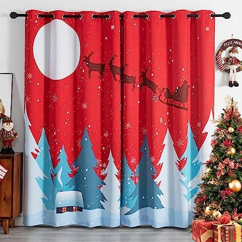 Kinder Verdunkelungsvorhänge Weihnachten Verkleiden 220 X 215 cm (B X H) 3D Polyester Ösen Vorhang, Für Wohnzimmer Schlafzimmer Blickdicht Schallschutzvorhänge 2Er Set 2X -Esszimmervorhang