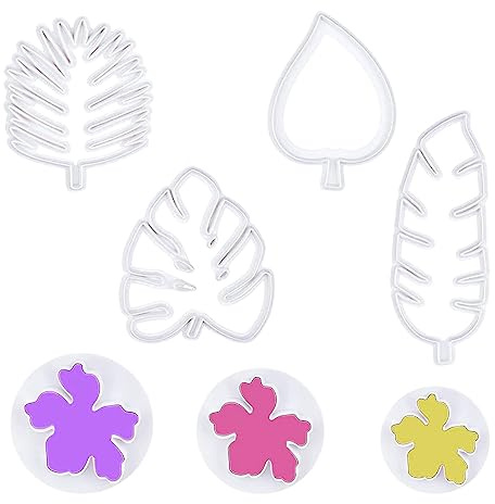 7 Pieces Cookie Cutters Tropical Leaf Cookie Cutter Shapes Set Leaf Cutter Peony Cutters for Cake Decorating