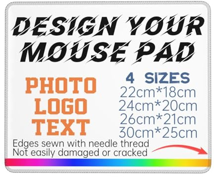 Mauspad mit Foto, (4 Größen) Vernähte Kanten, Mousepad Personalisiertes mit Foto & Text Bedruckt, Mousepad selbst gestalten, rutschfeste, Geschenk für Gamer, Männer, Frauen, Freunde, Rechteckig