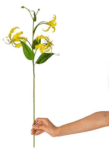 BQEE Ramo de lirios artificiales de 76 cm, tallo largo, arreglos florales para decoración de bodas, hogar, fiestas, oficina (amarillo)