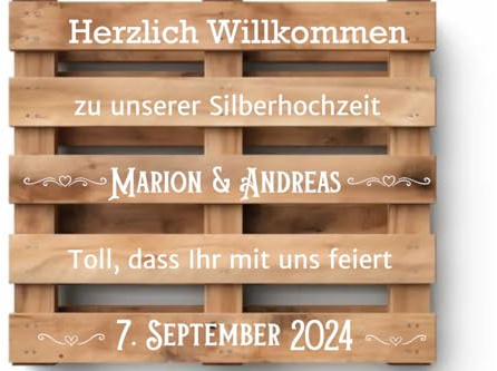 Palettenaufkleber personalisiert mit Namen und Datum für Silberhochzeit in Schwarz oder Weiß, passend für Europalette, Diy Hochzeitspalette, Klebeschrift