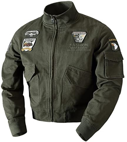 Giacca Militare Da Uomo Dell'aeronautica Militare Giacca Da Pilota Cappotto Giubbotto Bomber Militare Giacca Da Volo Cargo Army green M