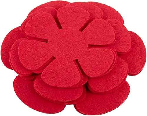 Daaxing Confezione da 12 protezioni per padelle, 20/25/30,5 cm, 3 diverse dimensioni, protezioni per pentole in feltro, protezione impilabile per padelle (rosso)