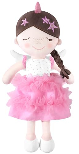 GAGAKU Muñeca de Tela Suave 40 cm Muñecas de ángel de la Guarda Regalo de Bautizo para niñas con Alas Peluche Amuleto de la Suerte para niños de 3 a 5 años - Ángel Estrella