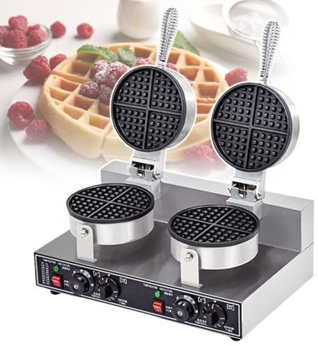 pealiritansemen Gaufrier De Boulangerie, Mini-Poêle À Gâteau, Machine À Gaufres Antiadhésive 1200 W, Contrôle De La Température Et du Temps, Chauffage Rapide, Matériau en Acier Inoxydable,DoubleHead