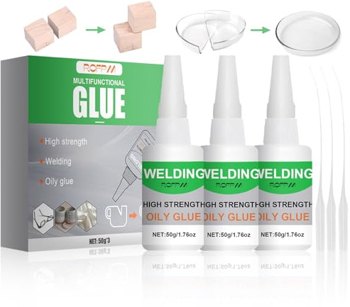 ROFPM Oily Glue Welding High-Strength 150ml, Universal Super Glue Multipurpose for Shoe, Wood, Metal, Plastic, Ceramic,Glass (50ml*3)