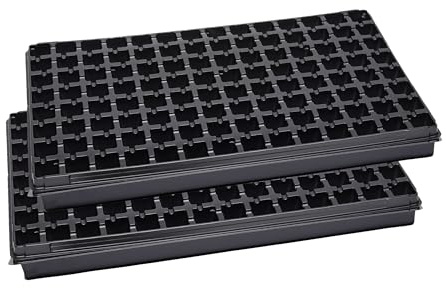 Garronda Bandejas Semilleros de Germinacion, Plástico Semillero de 112 Celdas para Cultivo de Semillas y Plantas, Mini Invernadero para Germinación, Bandeja de Germinación (53x32 cm, Negro; 2 Piezas)