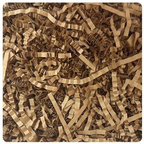 AKH® Papier déchiqueté d'herbe de Pâques | Remplissage de panier coloré et décoration | Herbe pastel pour la chasse aux œufs, cadeau et décoration de fête | Respectueux de l'environnement (marron)