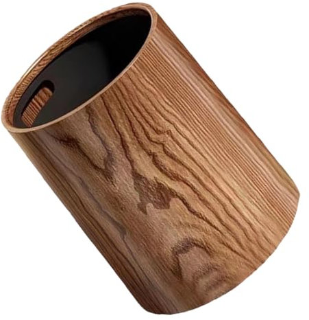 ABOOFAN Papelera Vintage de Plástico 8 L Imitación de Madera, Diseño Elegante y Fácil de Limpiar para Baño, Oficina y Dormitorio
