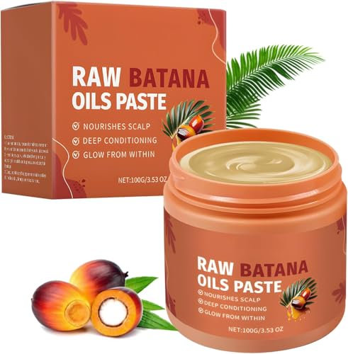 Raw Batana Oil Paste, 100% Organic Moisturizing Batana Oils Shampoo Prevents Hair Loss Thicker Stronger Healthier, Nourishing hair Strengthener Hair Growth Oil, Repair Split Ends, Restore Shine