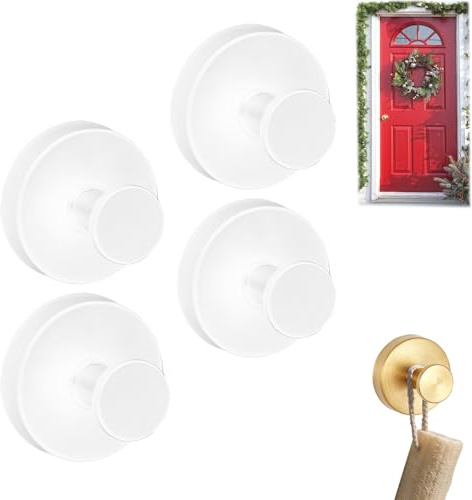 Snrtevu Saugnapfhaken, Saugnapfhaken Bad Extra Stark, Suction Hook Verwendung FüR KräNze, Duschen, Fenster, HolztüRen, Ohne Bohren Wasserdicht Wiederverwendbar (Weiß,4pcs)