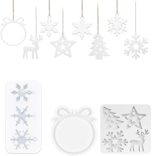 JazRvr Silikonform Weihnachten, 3 Stück Schneeflocken Backformen aus Silikon, Gießformen Silikon Weihnachten, Ideal für Plätzchen, Schokolade und Eiswürfel, 15x7x1 cm