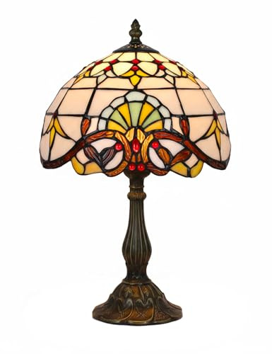 Five liters 12 ZollTiffany Tischlampe, 30cm - Handgefertigte Buntglas-Lampe im Vintage Stil, Europäische Nachttisch- & Schreibtischleuchte für Wohnzimmerzent (12 Zoll-D)