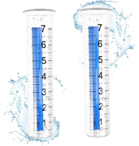 2 pezzi pluviometro 8 capacità trasparente indicatore di acqua per pioggia con grandi numeri scala resistente alle crepe all'aperto per cortile giardino prato, manometri, acqua per, manometro