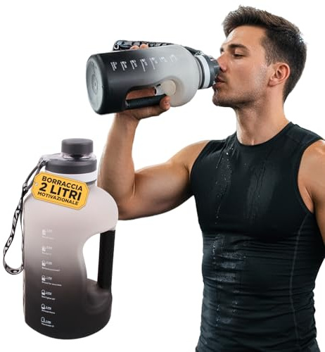 Avilia Borraccia Motivazionale 2 Litri - Scala Graduata con Frasi Motivazionali - Sigillo Ermetico Anti-Perdita - Manico Silicone - Borraccia Palestra Ufficio Trekking BPA Free