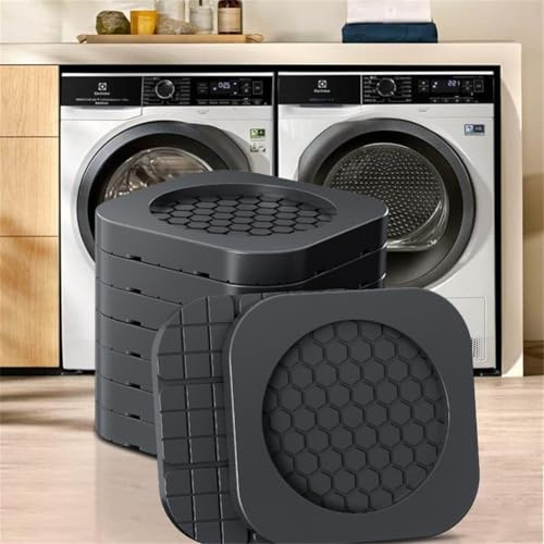 Helilyco Lot de 4 patins antidérapants en caoutchouc pour machine à laver, tapis de surélévation anti-vibrations pour protéger les sols en bois et carrelage