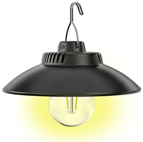 Campinglampe LED Aufladbar, 200 Lumen Retro Campinglaterne, USB Wiederaufladbar, IPX4 Wasserdicht Zeltlampe mit Haken, 2 Lichtmodi für Camping, Outdoor, Notfall und Stromausfall (Warmweiß)