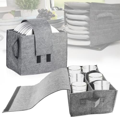 2PCS Aufbewahrungsboxen für Teller und Becher, Tragbares Filz Set für Wohnwagen Geschirraufbewahrung Filz Campinggeschirr Aufbewahrungstasche für Wohnmobil Schrank Küchengeschirr Schutz (Hellgrau) | Filzbox Aufbewahrung Teller Camping Besteckkasten Filz für Wohnwagen Geschirraufbewahrung Schrank Küchengeschirr (Hellgrau)