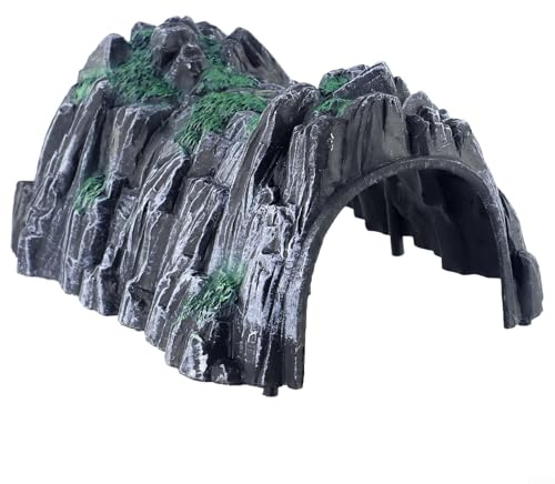 Grey Stone Tunnel Portal for Wooden Train Tracks - Plastic for cave Model Railroad Landscape Accessory 17.8cm Long