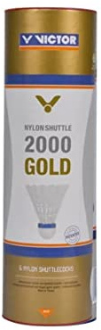 VICTOR Nylon Shuttlecock Shuttle 2000 6per Can, Multicolour (Yellow / White)