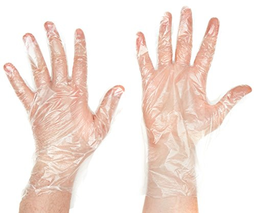 SHIELD HEA00496 Disposable Embossed Polythene Gloves - Box of 100 - Large,
