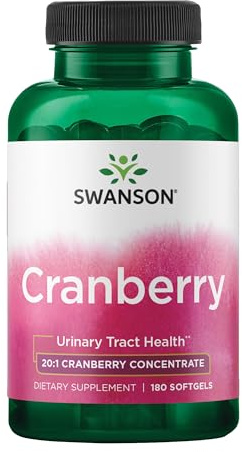 Swanson Cranberry 20:1 Juice Concentrate Urinary Tract and Kidney Health Supplement for Women and Adults Seeking Bladder Support with Vitamins C & E (180 Softgels)