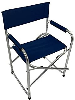 LIFE IS Klappbarer Regiestuhl aus Aluminium, Stoff aus blauem Oxford, mit gepolsterter Rückenlehne.