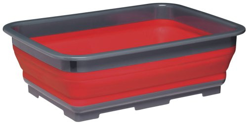 Collapsible Washing-Up Bowls with Grey Rim - Red