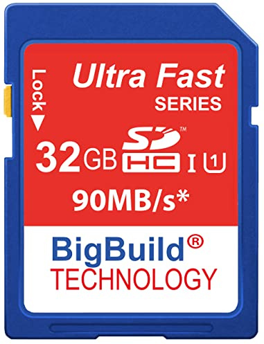 BigBuild Technology Carte mémoire SD SDHC Classe 10 pour Appareil Photo Panasonic Lumix DMC-FZ72EB-K 32 Go
