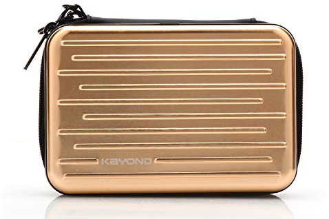 KAYOND Stöttålig silver aluminium bär reseskydd förvaringsväska för 6,35 cm bärbar extern hårddisk HDD USB 2.0/3.0, GYLLENE