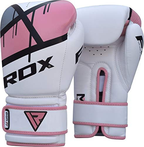 RDX Damen Rindsleder Quadro-Dome Boxhandschuhe F7, rosa, 8 oz