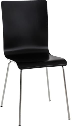 CLP Besucherstuhl Pepe I Ergonomisch Geformter Lehnstuhl Mit Holzsitz I Stabiles Metallgestell I Komfort Und Stil Mit Robuster Konstruktion - Farbe schwarz