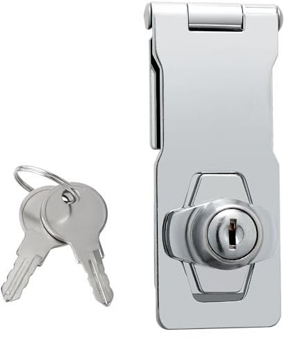 SAYAYO Shed Lock with 2 Keys, Keyed Hasp Door Lock Chrome 4 Inch | Metal Garden Gate Latch Bolt Security for Wooden Gates