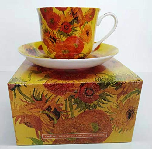 heritage Bone China Breakfast Cup/Saucer Sunflower Gift Boxed Postage Free UK