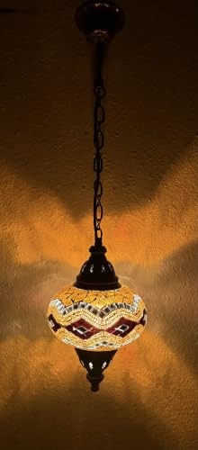 Samarkand - Lights Mosaiklampe Mosaik - Hängeleuchte L Handgefertigte Mosaiklampe Orientalische Türkische Marokkanische Dekorative Mosaik Deckenlampe Gold