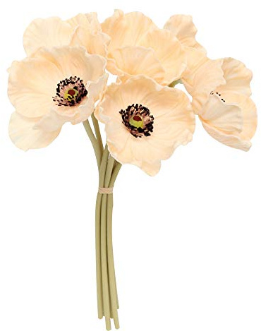 Angel Isabella Realistic Poppy - Real Touch Artificial Flowers for Decoration - Beautiful Artificial Flowers Arrangements for Home, Corsage, Boutonniere - 2 Bundles, 6 Stems Each (Shell)