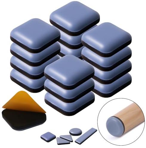 Cursori per mobili per moquette e pavimenti in legno duro scivoli adesivi per mobili | Cuscinetti autoadesivi per mobili, quadrati, 22 mm, 16 pezzi