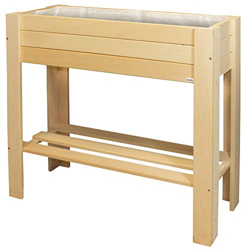 WAGNER GrowFAMILY - Hochbeet - GrowBOX Light - Nadelholz, Massivholz FSC®, Natur, 70 x 83 x 34,5 cm, Regalboden, inkl. Pflanztasche - 25029001