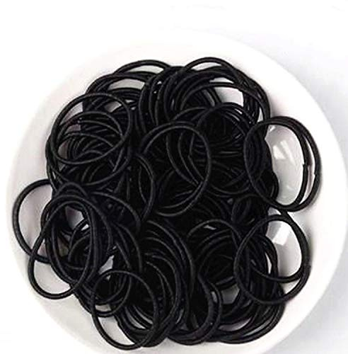 Rmeet Mini Haargummi,100 Pack Gummi Haarband Schwarz Kleine Haargummis für Mädchen Elastische Gummi Haarband für Tägliche Frisuren