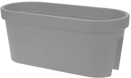 Spetebo Balkon Geländer Blumenkasten oval 60 cm - grau - Kunststoff Pflanztopf zum Einhängen - Garten Blumentopf Pflanz Blumen Schale zum Hängen