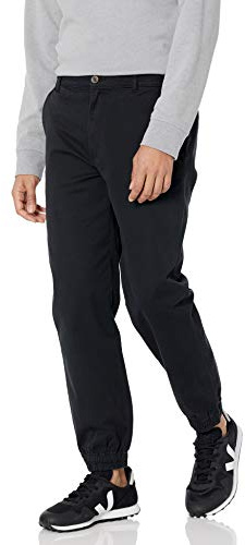 Amazon Essentials Pantaloni Chino Jogger Dritti Uomo, Nero, M
